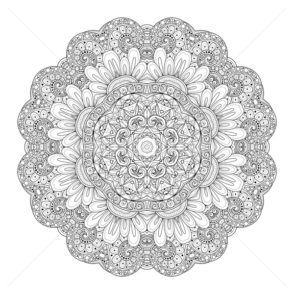 Foto d'archivio: Vettore · bella · in · bianco · e · nero · contorno · mandala