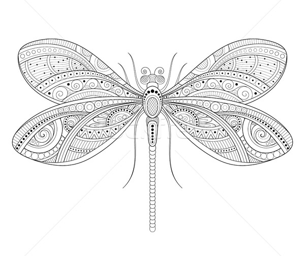 Vetor decorativo libélula monocromático ilustração Foto stock © lissantee