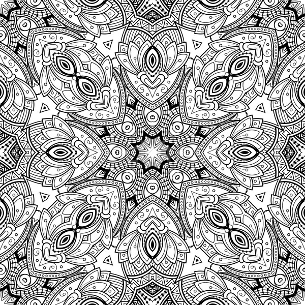Vector naadloos abstract zwart wit Tribal patroon Stockfoto © lissantee