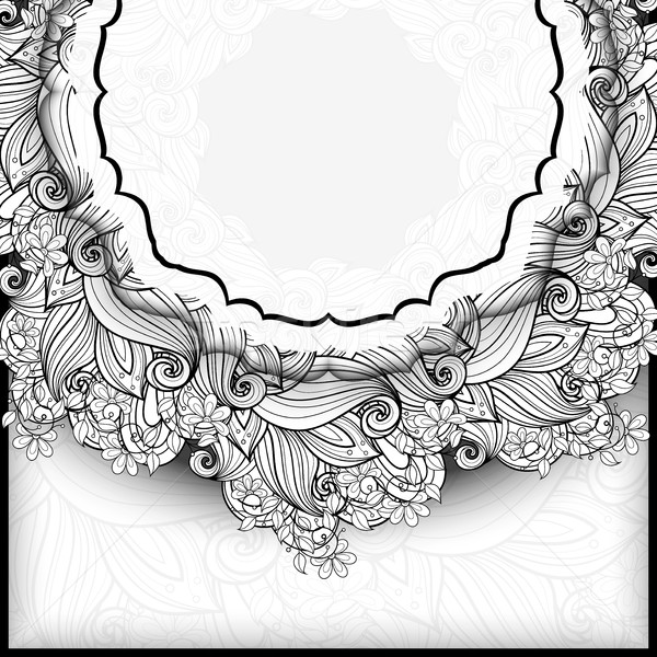 Vector Monochrome Floral Template with Place for Text Stock photo © lissantee