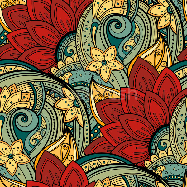 Stock foto: Vektor · floral · Muster · Hand · gezeichnet · Textur