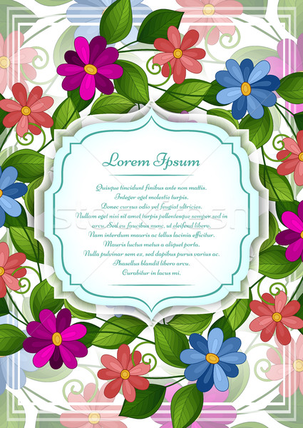 Stock photo: Vector Colored Floral Template with Place for Text