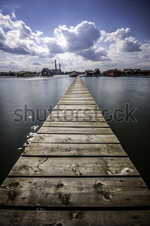 桟橋 木製 青空 空 雲 リラックス ストックフォト © LIstvan
