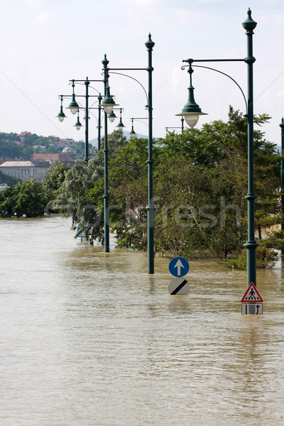 Flut Stadt Budapest Straße Straße Fluss Stock foto © LIstvan