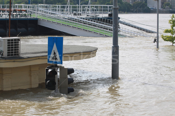 Flut Stadt Budapest Straße Straße Fluss Stock foto © LIstvan