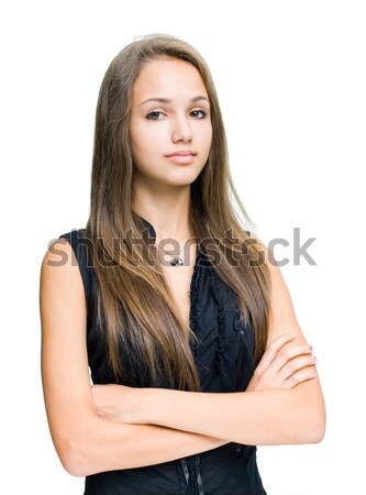 Káprázatos fiatal barna hajú portré lány nő Stock fotó © lithian