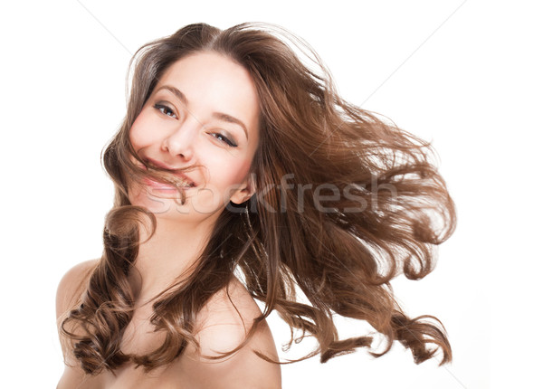 Fort saine cheveux portrait brunette beauté [[stock_photo]] © lithian