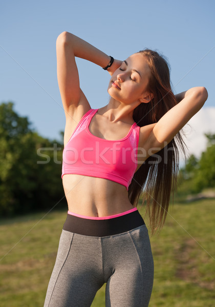 Frischluft Gesundheit jungen Brünette Schönheit genießen Stock foto © lithian