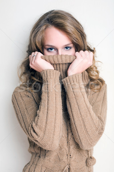 Freddo bella inverno moda ragazza dolcevita Foto d'archivio © lithian
