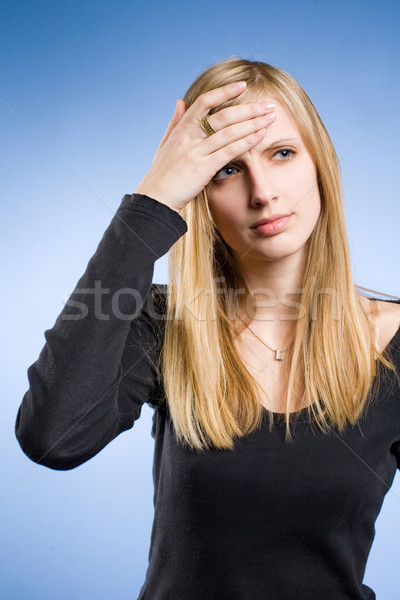 Szomorú néz fiatal szőke nő félhosszú Stock fotó © lithian