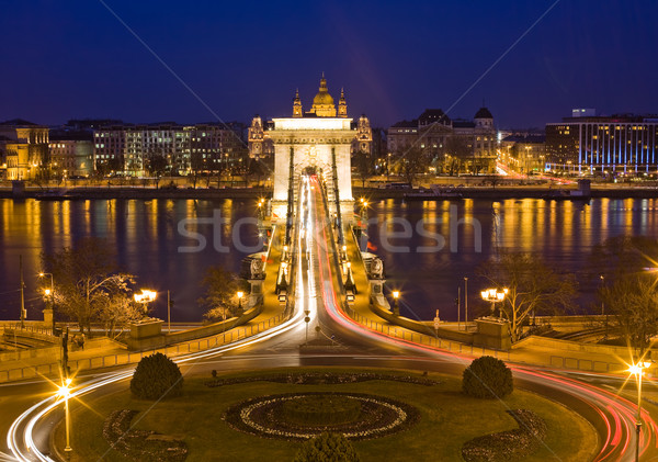 The famous historic Szechenyi Bridge in Budapest. Stock photo © lithian