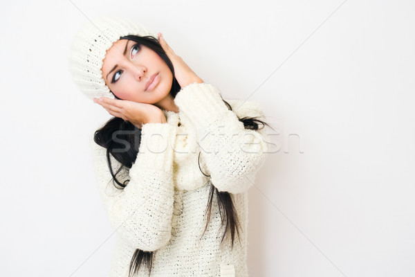 Tél divat cuki portré káprázatos boldog Stock fotó © lithian