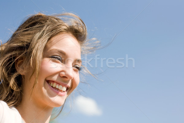 Fericit frumuseţe portret tineri vară Imagine de stoc © lithian