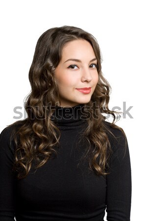 Amigável jovem morena retrato sorridente mulher Foto stock © lithian