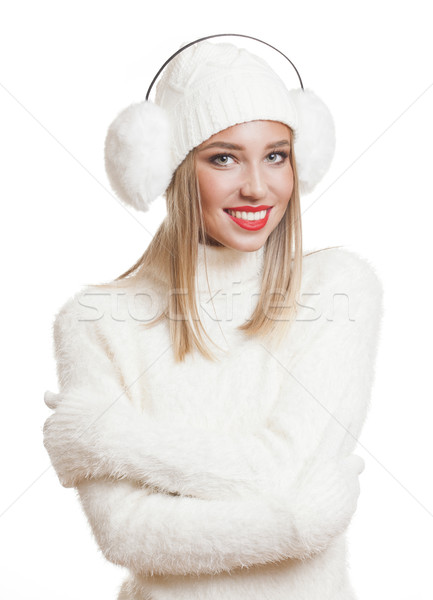 Blond woman in winter fashion. Stock photo © lithian