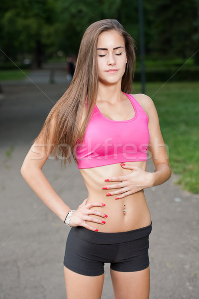 Stock photo: Beautiful slender young fitness girl.