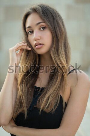 Sensueel jonge brunette portret modieus prachtig Stockfoto © lithian