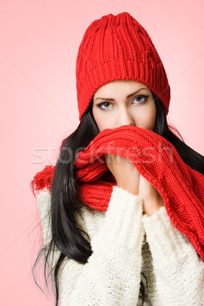 Inverno moda beleza retrato quente branco Foto stock © lithian