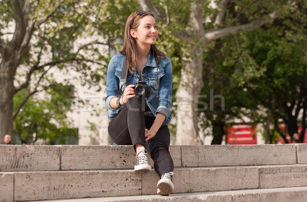 Fotografía diversión jóvenes morena mujer Foto stock © lithian