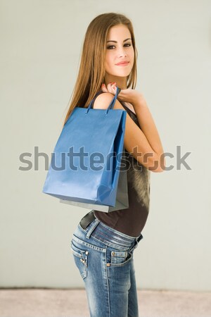 Cute attractive young shopper. Stock photo © lithian