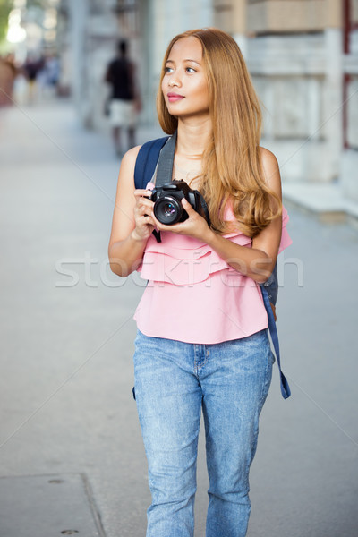 ファッショナブル アジア 観光 屋外 肖像 女性 ストックフォト © lithian