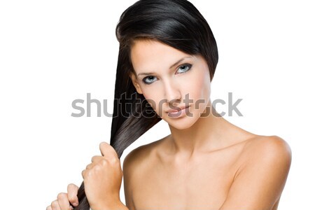 Brunette with strong healthy hair. Stock photo © lithian
