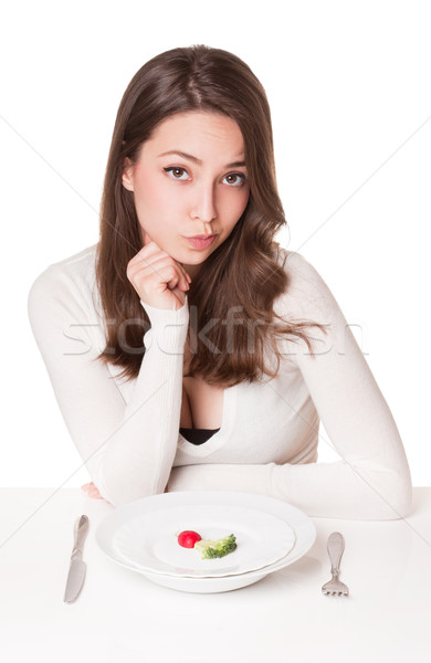 Dietă dilema portret frumos tineri bruneta Imagine de stoc © lithian