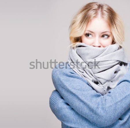 Stock foto: Blond · Frau · Kleidung · Porträt · Winter