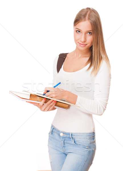 Séduisant jeunes étudiant portrait blond exercice [[stock_photo]] © lithian