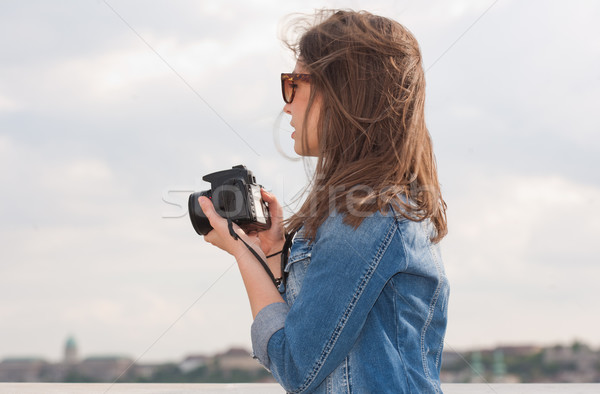 Fotografía diversión jóvenes morena mujer Foto stock © lithian