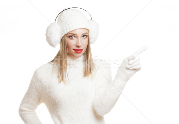 Blond woman in winter fashion. Stock photo © lithian