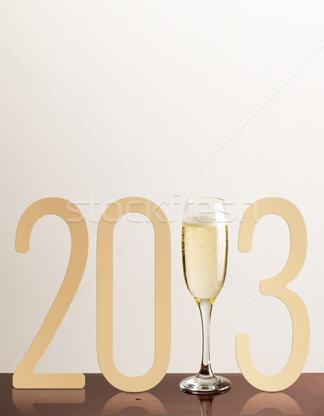 Neujahr Tippfehler 2013 Glas Champagner Stock foto © lithian