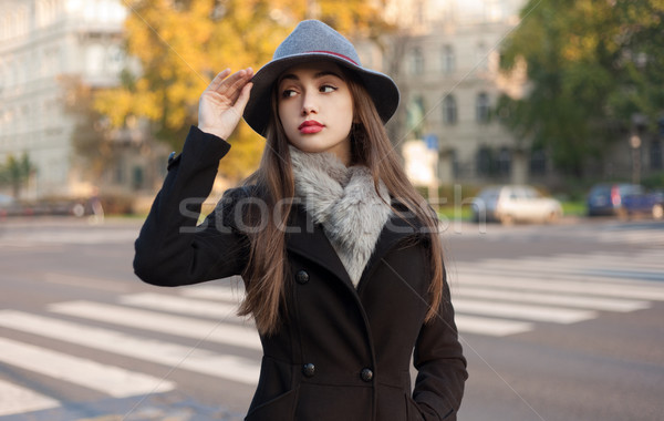 Kış moda güzellik sokak portre Stok fotoğraf © lithian