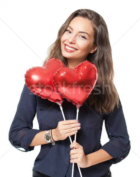 Donner coeur portrait jeune femme Photo stock © lithian