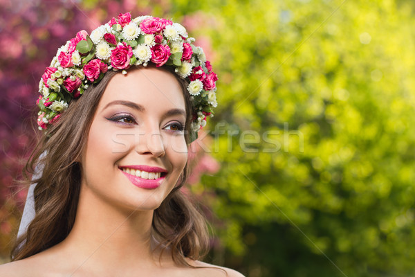 Przepiękny wiosną makijaż portret kobiety kobieta odkryty Zdjęcia stock © lithian