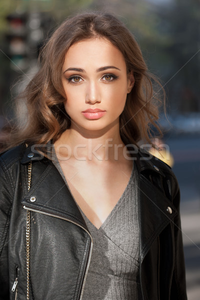 Beautiful young brunette woman. Stock photo © lithian