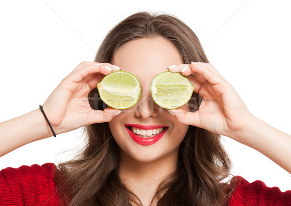 Vitamin Behandlung jungen Brünette Schönheit farbenreich Stock foto © lithian