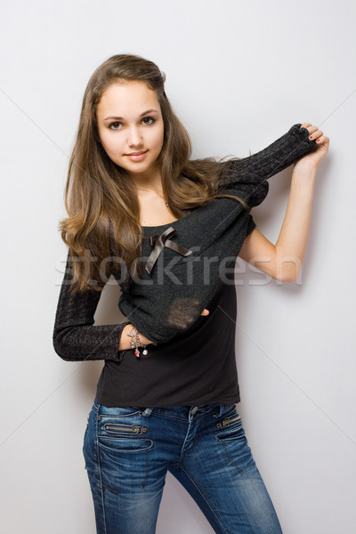 Slender young jeans model. Stock photo © lithian