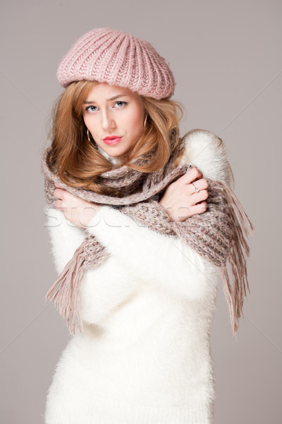 Inverno moda beleza retrato quente roupa Foto stock © lithian