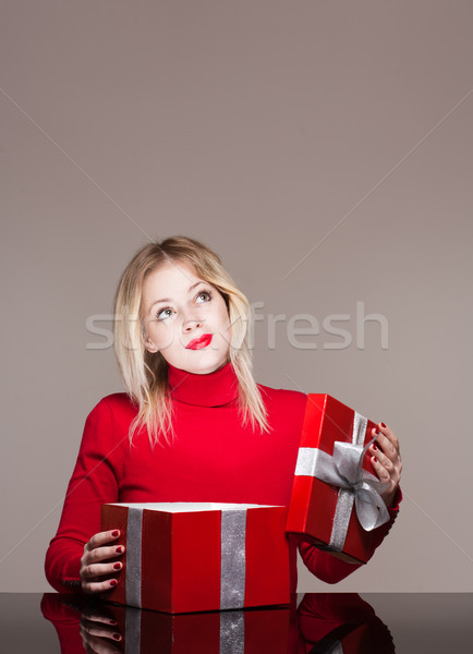 Red gift box cutie. Stock photo © lithian