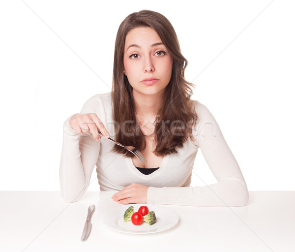 Diety dylemat portret piękna młodych brunetka Zdjęcia stock © lithian