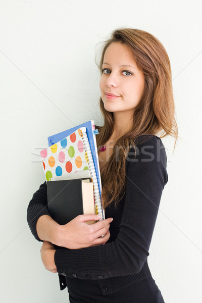 Gyönyörű tini diák lány félhosszú portré Stock fotó © lithian