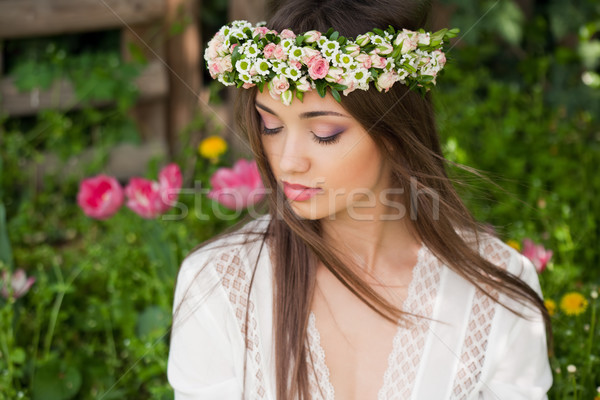 Przepiękny wiosną portret kobiety kobieta odkryty charakter Zdjęcia stock © lithian