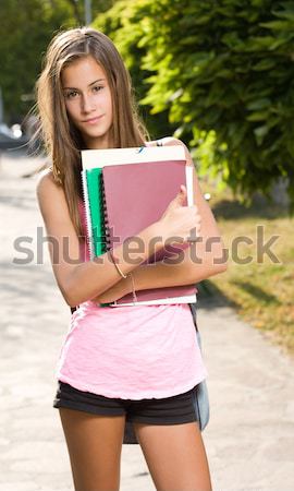 Piękna opalony młodych student dziewczyna Zdjęcia stock © lithian
