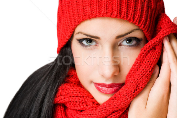 Colorido inverno moda jovem morena Foto stock © lithian