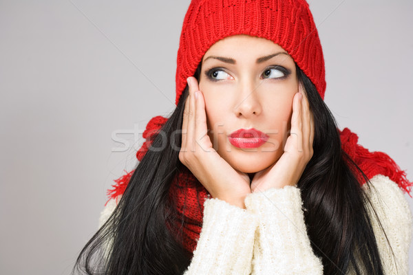 Bonitinho inverno moda menina retrato belo Foto stock © lithian