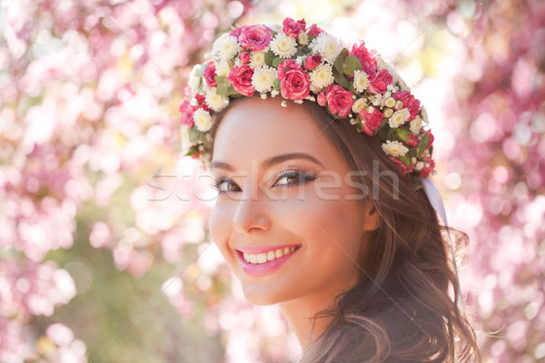 Magnifico primavera trucco donna esterna Foto d'archivio © lithian