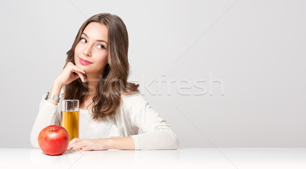 Healthy young brunette beauty. Stock photo © lithian