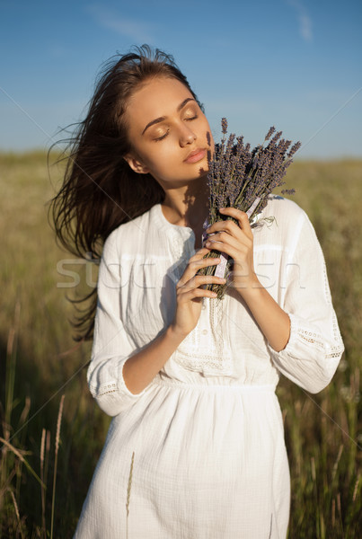 Stok fotoğraf: Lavanta · kız · açık · havada · portre · genç