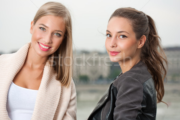 Student znajomych portret dwa przepiękny młodych Zdjęcia stock © lithian